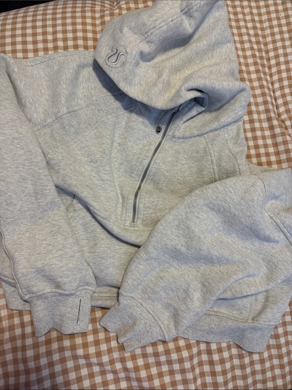 lululemon athletica Light Gray Half-Zip Hooded Sweatshirt